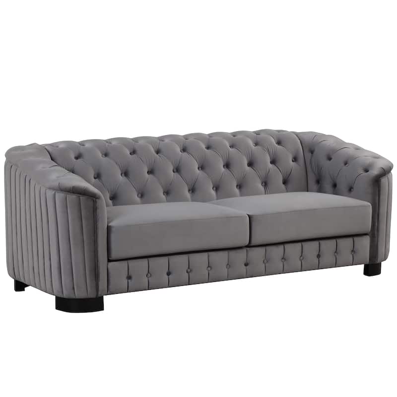 82" Velvet Upholstered 3Seater Sofa with Durable Rubber Wood Legs